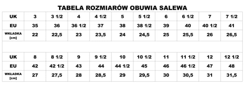 Salewa rozmiarówka: Jak dobrać idealny rozmiar według tabeli Salewa?